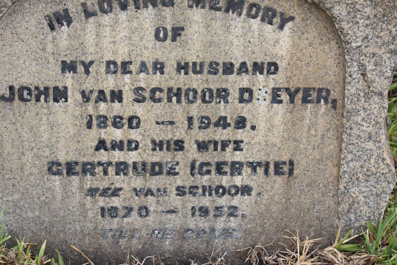 DREYER John van Schoor 1860-1948 & Gertrude VAN SCHOOR 1870-1952