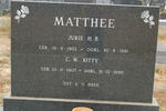MATTHEE Jurie H.B. 1902-1981 & C.W. 1907-1990