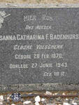 BADENHORST Sanna Catharina F. nee VOLSCHENK 1870-1943
