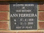 FERREIRA Ann 1918-2001