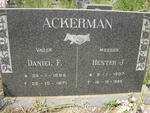 ACKERMAN Daniel F.1896-1971 & Hester J. 1907-1985