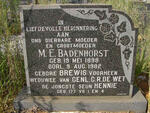 BADENHORST M.E. voorheen DE WET nee BREWIS  1898-1982
