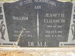 DEALE William 1889-1976 & Jeanette Elizabeth VAN ZYL 1892-1964