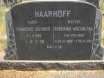 HAARHOF Francois Jacobus 1885-1972 & Hendrina Magdalena PIETERSE 1886-1970