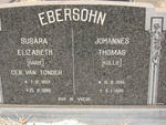 EBERSOHN Johannes Thomas 1896-1980 & Susara Elizabeth VAN TONDER 1903-1985