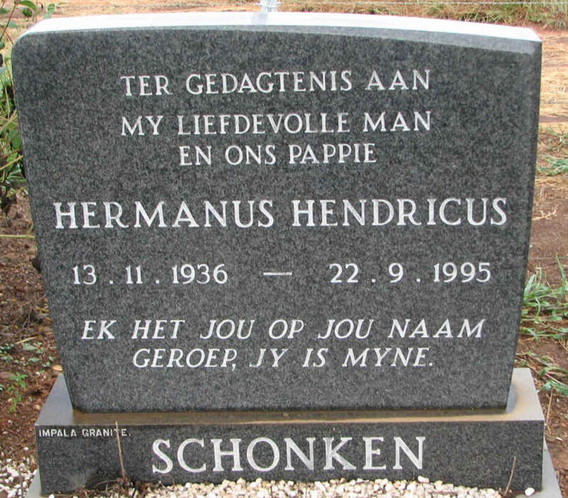 SCHONKEN Hermanus Hendricus 1936-1995