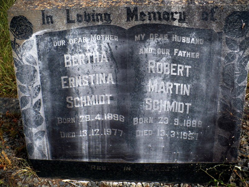 SCHMIDT Robert Martin 1888-1957 & Bertha Ernestina 1896-1977