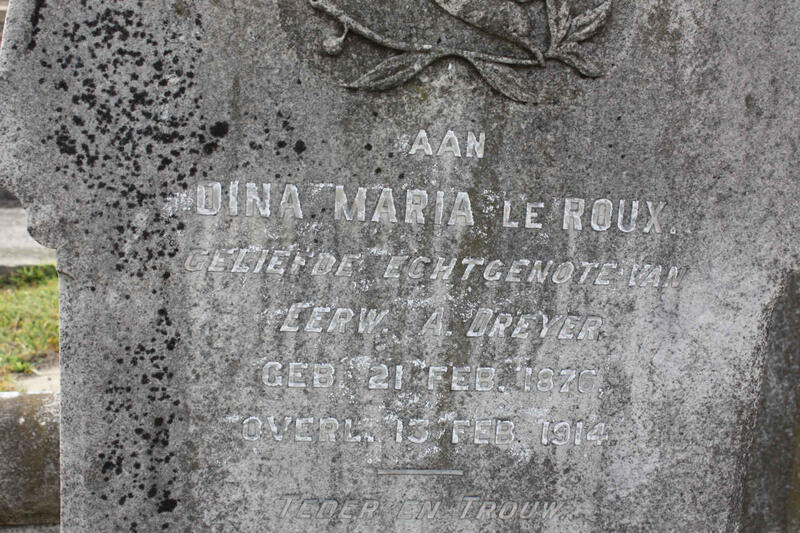 DREYER Dina Maria nee LE ROUX 1876-1914