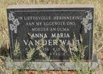 WALT Anna Maria, van der 1936-198?