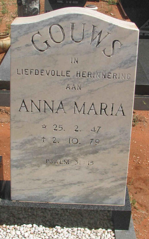 GOUWS Anna Maria 1947-1979