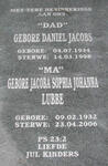 JACOBS Daniel 1934-1998 & Jacoba Sophia Johanna LUBBE 1932-2006