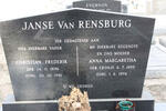 RENSBURG Christian Frederik, Janse van 1896-1981 & Anna Margaretha CRONJE 1899-1974 