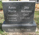 MERWE Jan Adriaan, van der 1941- & Anna Maria 1945-2006