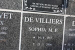 VILLIERS Sophia M.P., de 1917-2006
