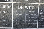 WET Pieter Jacob, de 1919-1999 & Maria Magdalena BRAND 1918-1996