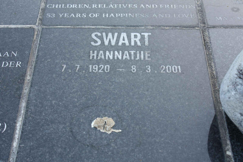 SWART Hannatjie 1920-2001