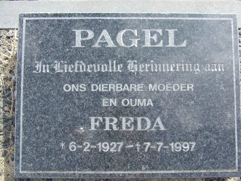 PAGEL Freda 1927-1997