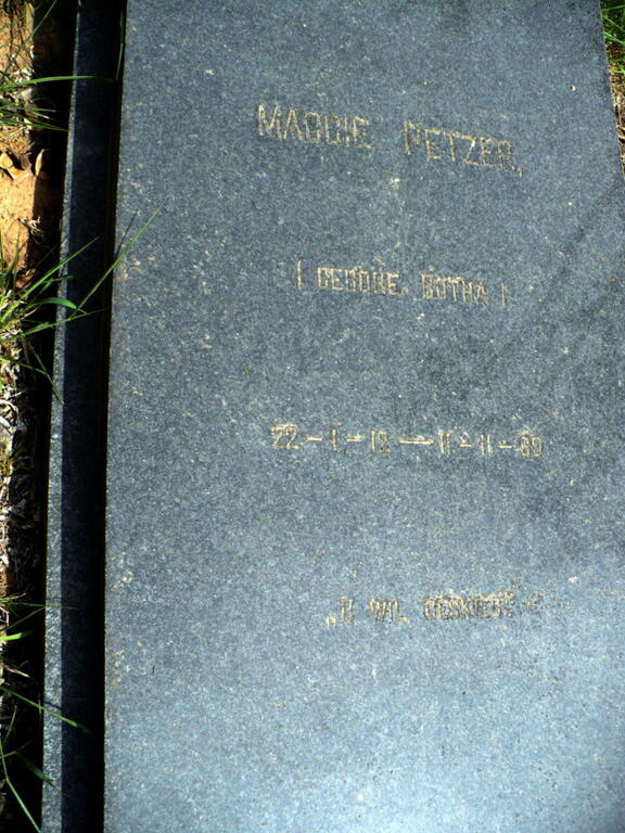 PETZER Maggie nee BOTHA 1912-1969