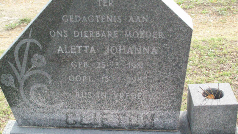 CLIFTON Aletta Johanna 1931-1985