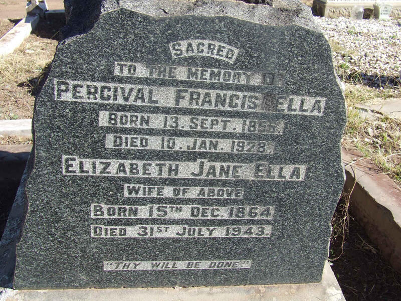ELLA Percival Francis 1855-1928 & Elizabeth Jane 1864-1943