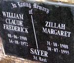 SAYER William Claude Frederick 1900-1972 & Zillah Margaret 1908-1995
