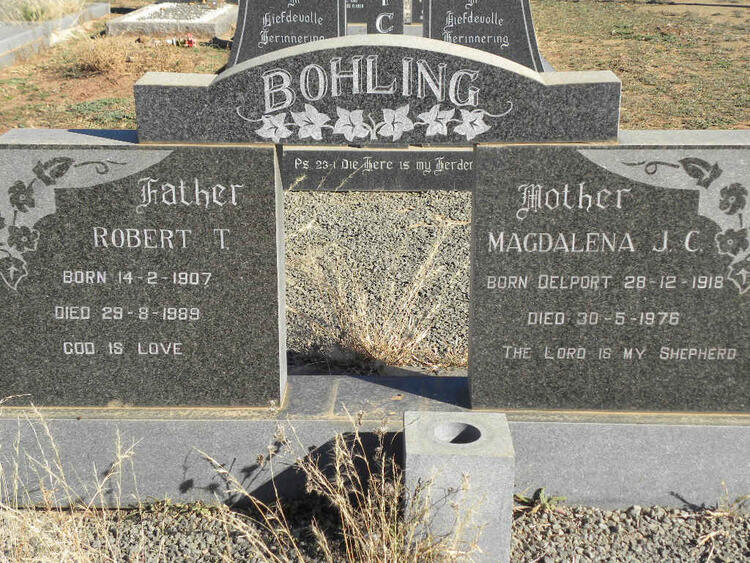 BOHLING Robert T. 1907-1989 & Magdalena J.C. DELPORT 1918-1976