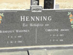 HENNING Hermanus Martinus 1931-1992 & Christine RHEEDER 1937-2001