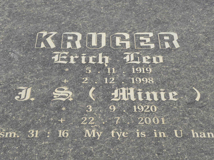 KRUGER Erich Leo 1919-1998 & J.S. 1920-2001