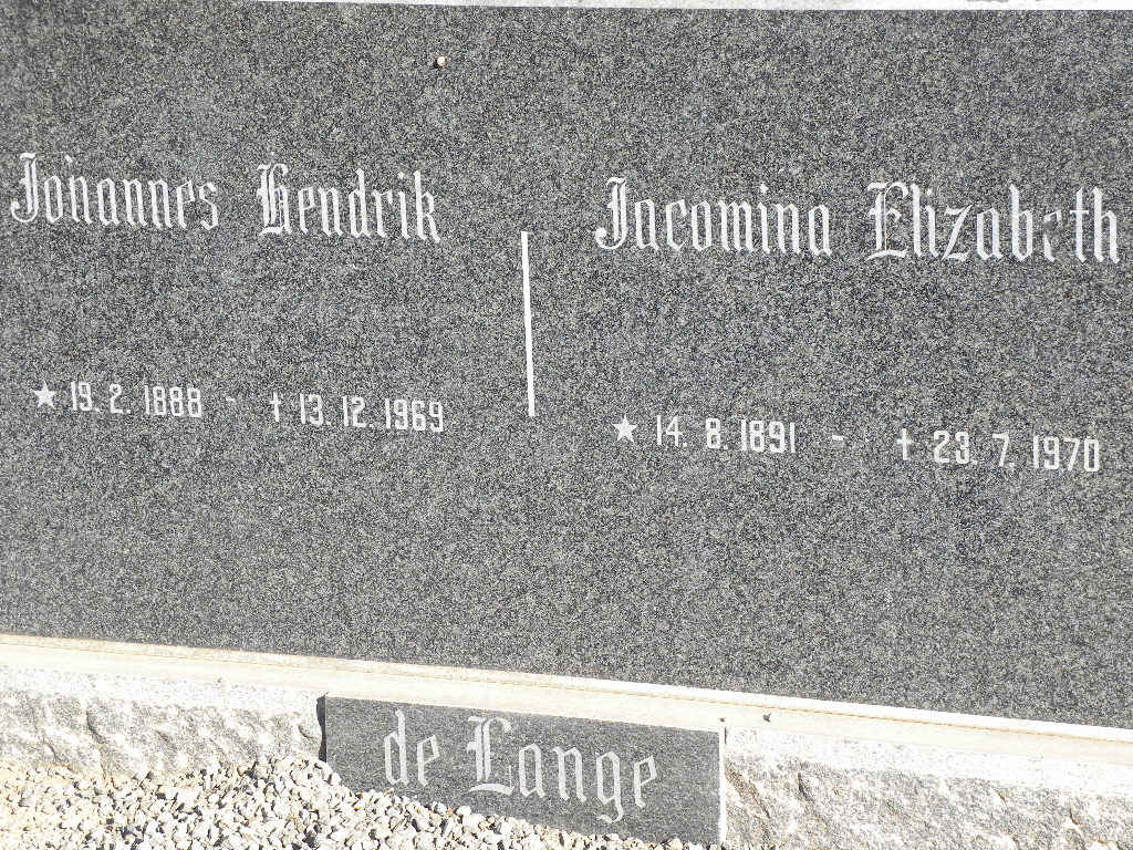 LANGE Johannes Hendrik, de 1888-1969 & Jacomina Elizabeth 1891-1970