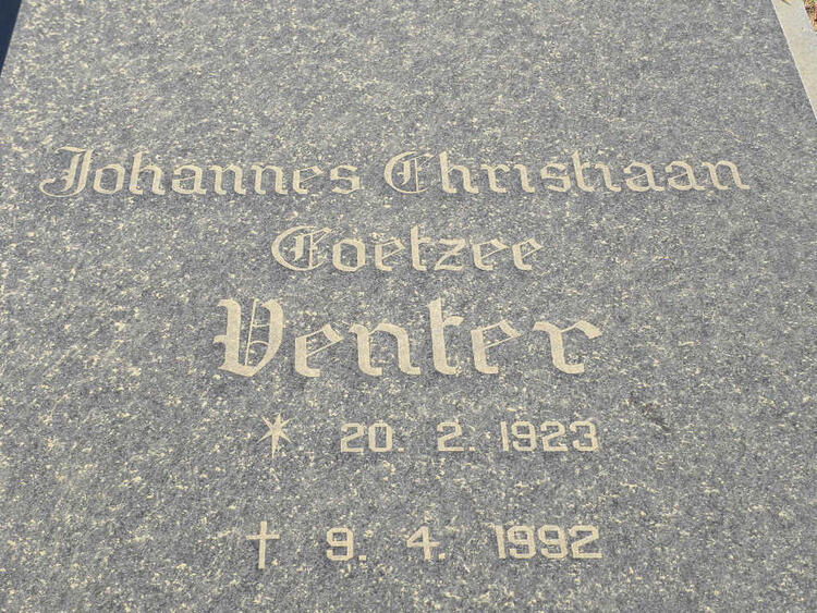VENTER Johannes Christiaan Coetzee 1923-1992