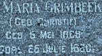 GRIMBEEK Maria nee CHRISTIE 1868-1960