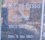 PLESSIS M.M.P., du nee GREYLING 1892-1965