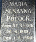 POCOCK Maria Susanna nee DE KLERK 1888-1964