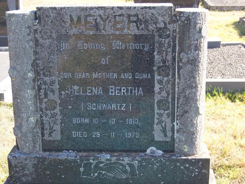 MEYER Helena Bertha nee SCHWARTZ 1913-1975