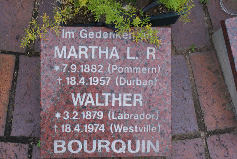 BOURQUIN Walter 1879-1974 & Martha L.R. 1882-1957