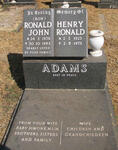ADAMS Ronald John 1956-1983 :: ADAMS Henry Ronald 1923-1973