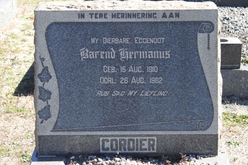 CORDIER Barend Hermanus 1910-1962