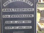 FRIEDRICHS Anna nee ZIEGENHAGEN 1867-1913