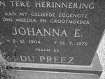 PREEZ Johanna E., du 1904-1978