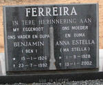 FERREIRA Benjamin 1926-1992 & Anna Estella 1928-2002