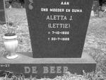BEER Aletta J., de 1920-1996