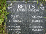 BETTS George Harold 1915-1997 & Mary Theresa 1916-1997
