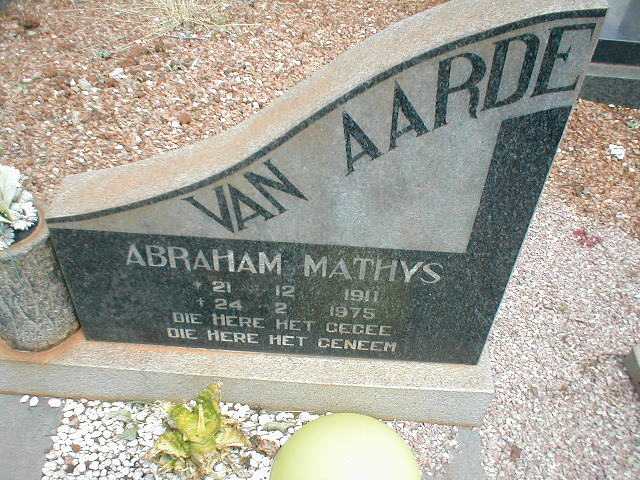 AARDE Abraham Mathys, van 1911-1975