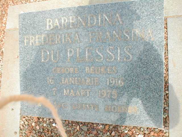 PLESSIS Barendina Frederika Fransina, du geb. BEUKES 1916-1975