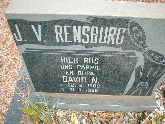 RENSBURG David N., J.v. 1908-1985