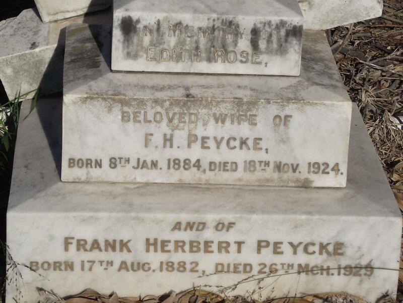 PEYCKE Frank Herbert 1882-1929 & Edith Rose 1884-1924