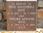 RICE Fred Southwell 1913-1980 & Thelma Adelene 1910-1990