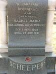 SCHEEPERS Rachel Maria nee JANSE VAN RENSBURG 1908-1961
