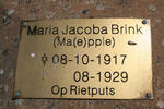 BRINK Maria Jacoba  1917-1929