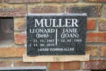 MULLER Leonard 1943-2010 & Janie 1945-